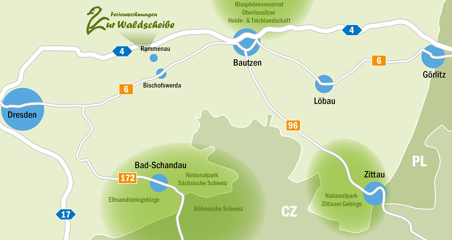 Lage "Ferienwohnungen zur Waldscheibe" in Rammenau